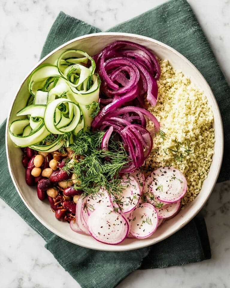 Vegan Couscous Salad Bowl with Mixed Beans, Watermelon Radish, and Fresh Dill Recipe