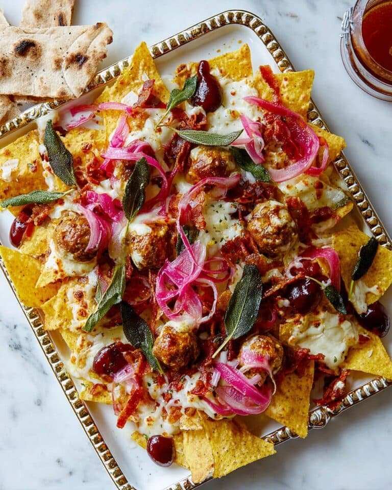 Christmas Nachos with Sausage, Cranberry Sauce, and Crispy Bacon Recipe