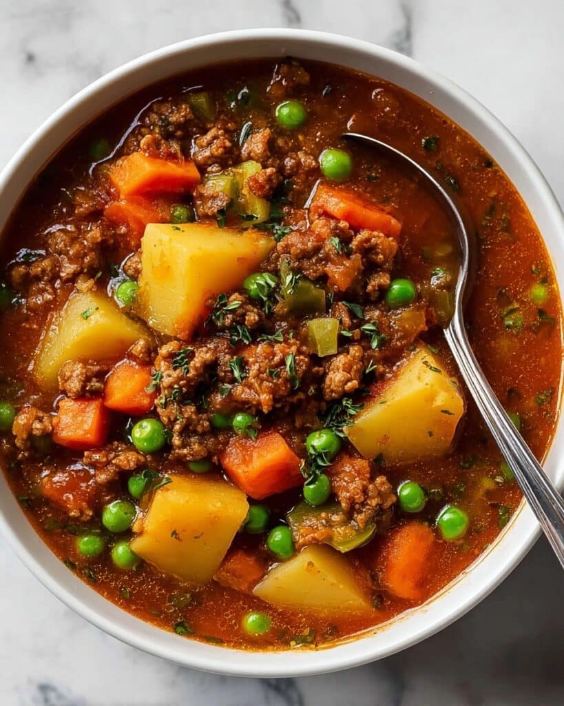 Hearty Hamburger Stew with Beans and Vegetables Recipe
