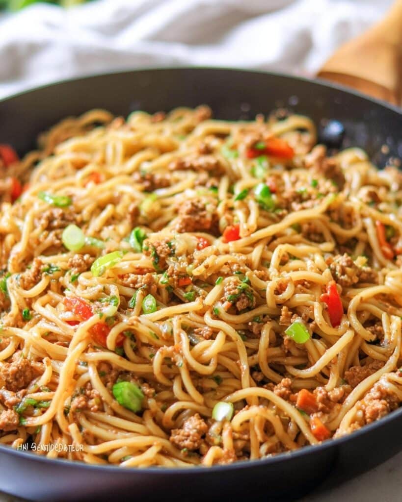 Garlic Pork Peanut Noodles Recipe