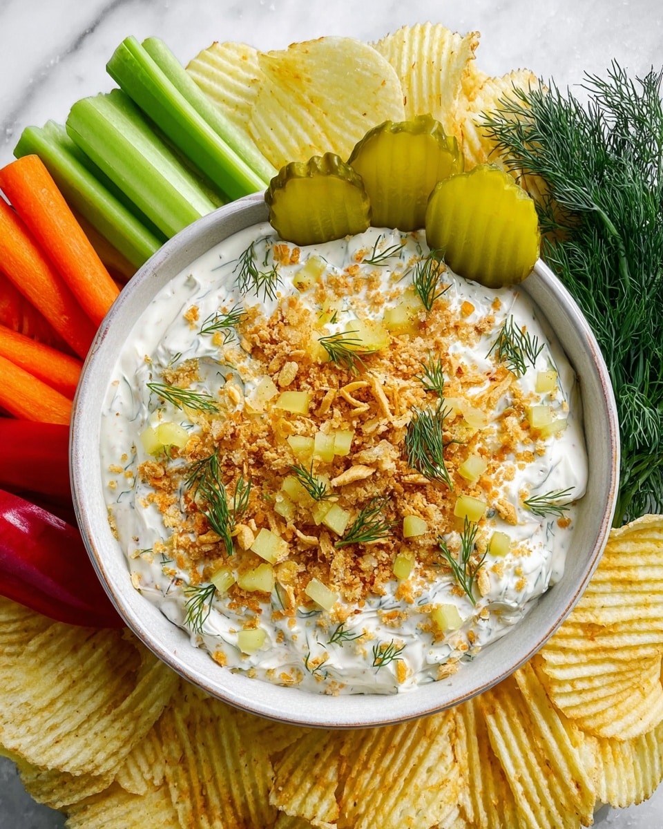 Dill Pickle Dip with Crispy Breadcrumb Topping Recipe
