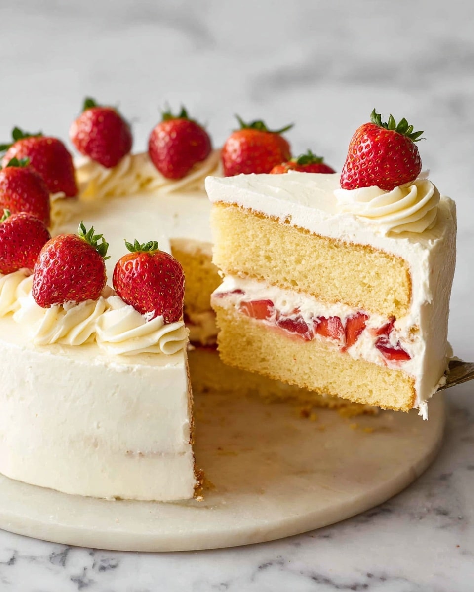 Butter Cake with Fresh Strawberries and Cream Recipe