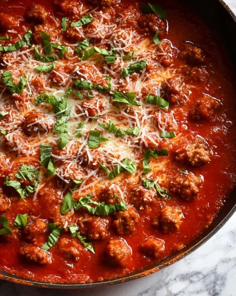 15-Minute Sausage Meatballs in Tomato Herb Sauce Recipe