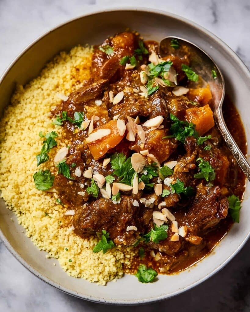 Lamb Tagine with Apricots and Spiced Couscous Recipe