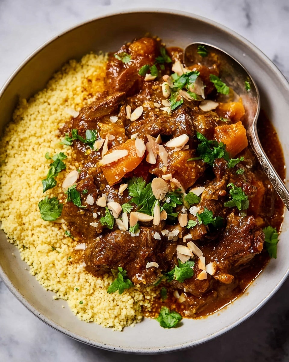 Lamb Tagine with Apricots and Spiced Couscous Recipe