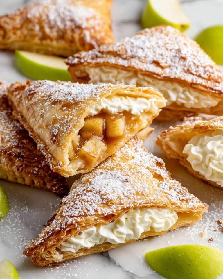 Apple Turnovers with Cream Filling and Icing Sugar Dusting Recipe