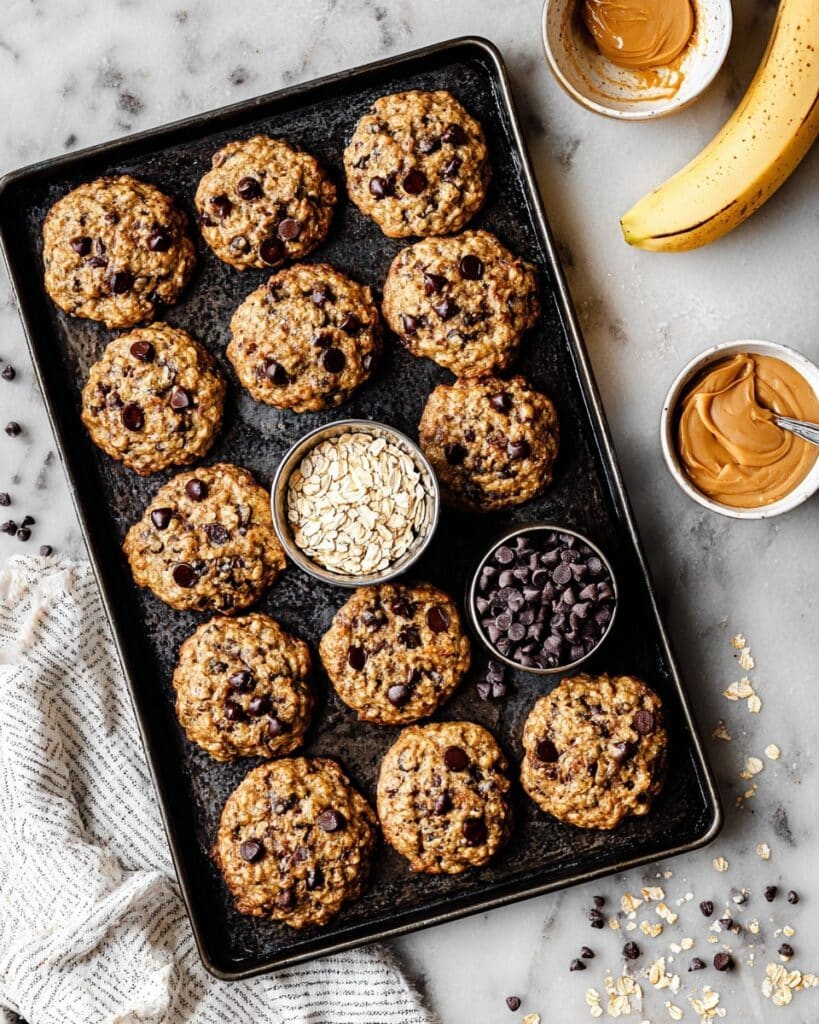 Breakfast Banana Oat Cookies with Raisins and Chocolate Chips Recipe