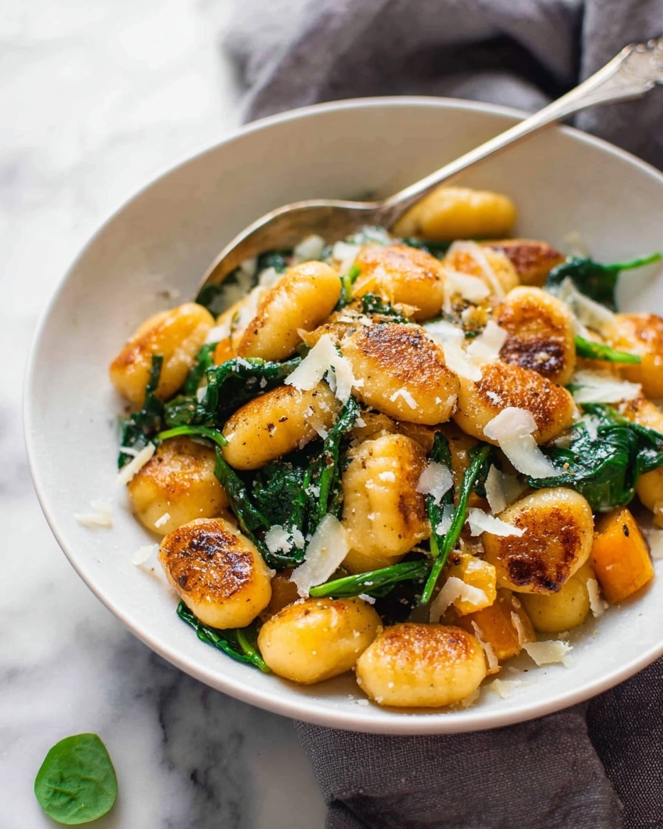 Pan Fried Gnocchi with Roasted Pumpkin and Spinach Recipe