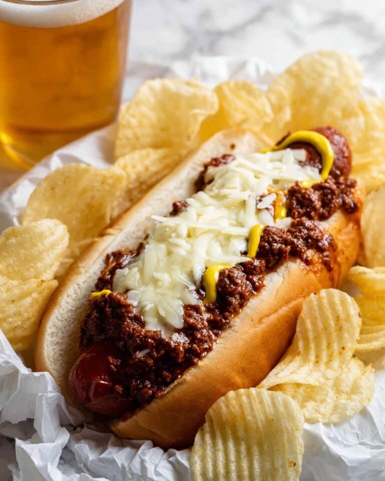Homemade Chili Dogs with Spiced Beef Chili and Melted Cheese Recipe