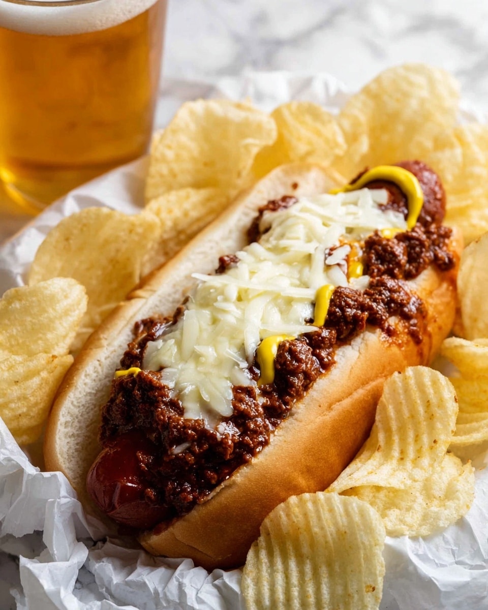 Homemade Chili Dogs with Spiced Beef Chili and Melted Cheese Recipe