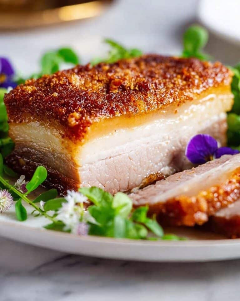 Slow-Roasted Crispy Pork Belly with Apple Sauce and Cauliflower Puree Recipe