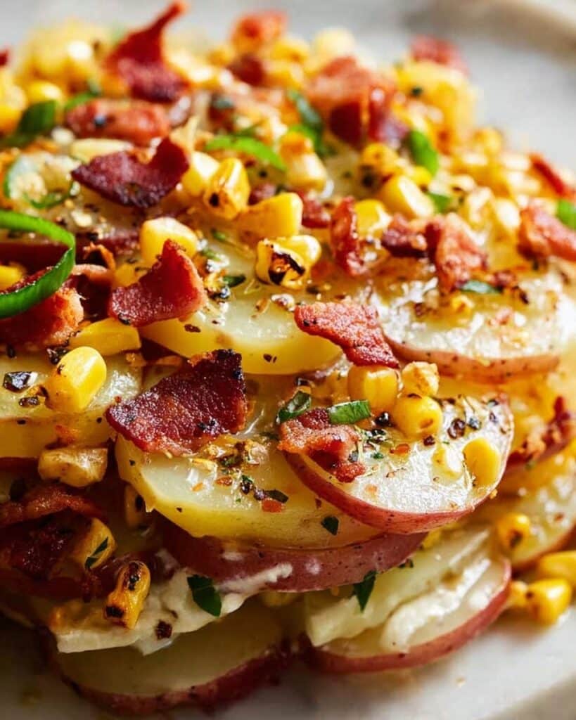 Red Potato Salad with Bacon, Corn, and a Dijon Cider Vinaigrette Recipe