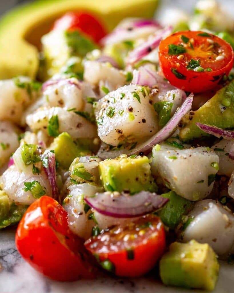 Fresh Fish Ceviche with Lime, Avocado, and Cilantro Recipe