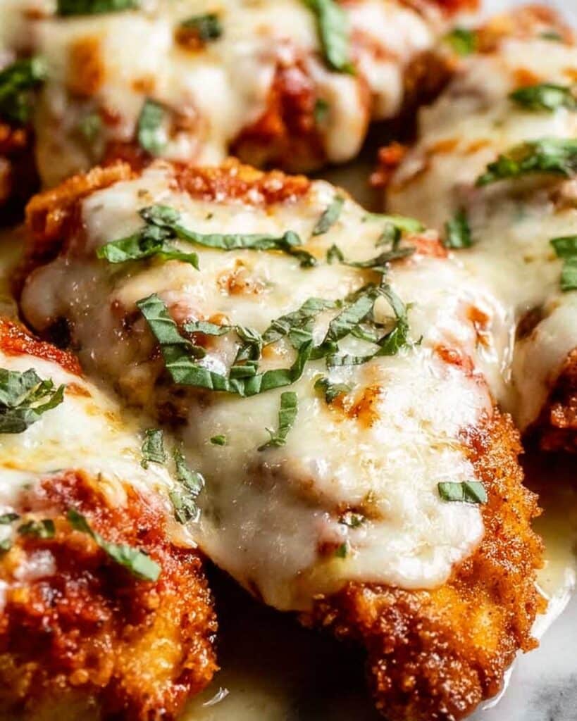 Classic Chicken Parmigiana with Tomato Sauce and Melted Mozzarella Recipe