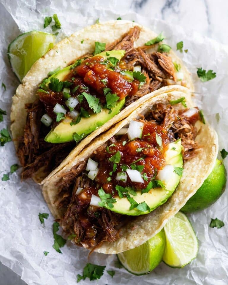 Pork Carnitas Tacos with Spicy Tomato Salsa and Refried Beans Recipe