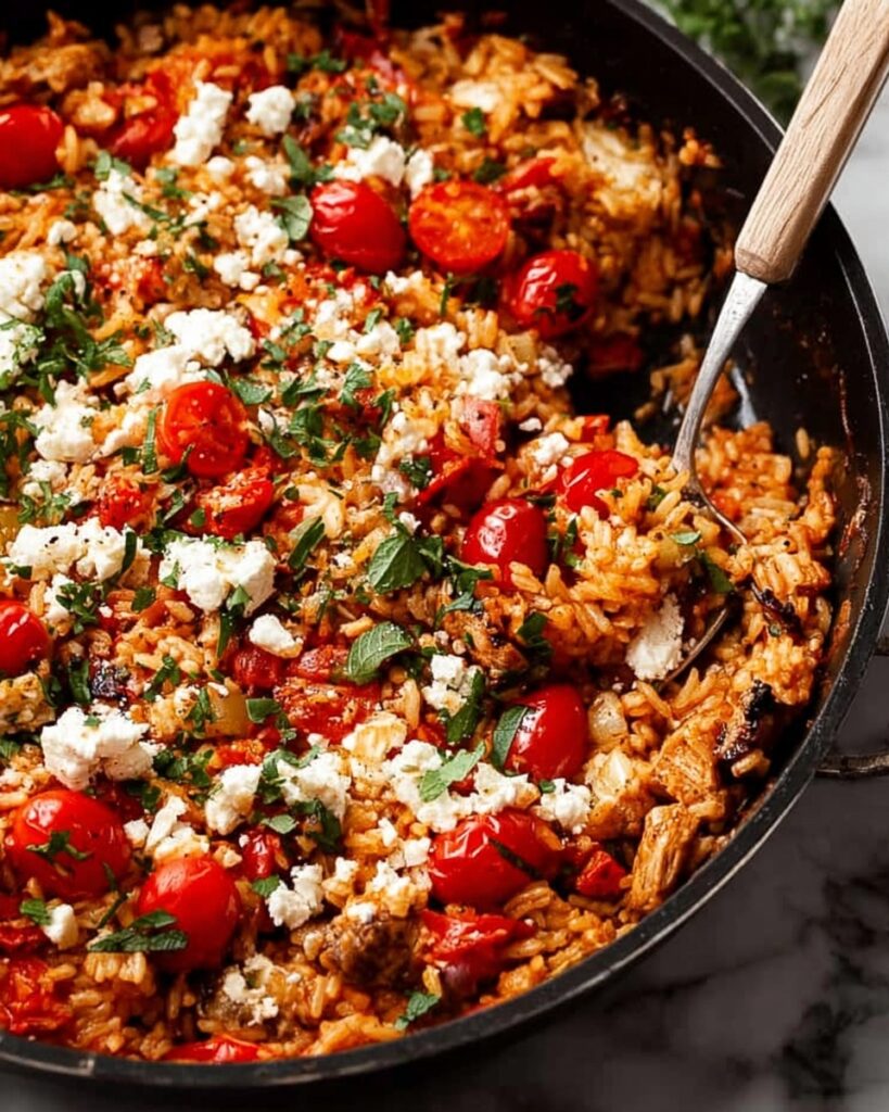 One-Pot Chicken Risoni with Vegetables and Feta Recipe